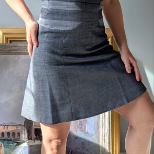 Karen Millen Office Siren Grey Wool & Cotton Above-knee Skirt